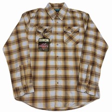 NWOT Dixxon 22 Jumps Flannel Shirt Mens Medium Blue Brown Plaid D Tech Fabric picture