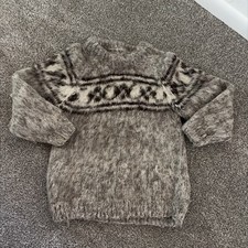 Vintage 1960s–70s handmade-style mohair knit Fair Isle sweater, women’s M picture