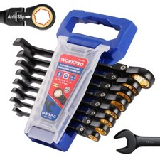 WORKPRO 8PC Flex Head Ratcheting Wrench Set Metric 8-17mm Anti-slip Set 72-Teeth picture
