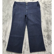 Jessica London Jeans Womens 24W Blue Dark Wash High Rise Wide Leg Stretch Denim picture