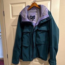 Vintage Simms Dry Coat GORE-TEX Hooded Full Zip Men's L  Green/Purple READ picture