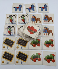 Antique German Child's Quartett Card Game Set 1920s Litho Toys Missing 1 Card picture