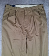 Vintage Polo Ralph Lauren Pleated Pants Men 36x34 Brown Cuffed Classic Wide Leg picture