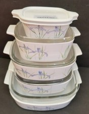 10 pc Corning Shadow Iris Casserole Dishes w/ Pyrex Lids + Corning Lid picture