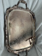 F.B. Rogers Silverplate Handled Footed Serving Tray Platter Server picture