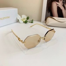Valentino Gold Octagon Rimless Sunglasses Tan Lens Unisex picture