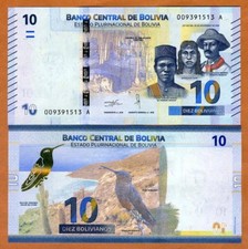 Bolivia, 10 Bolivianos, 2018 P-248a, First Complete redesign in 30 years, UNC picture