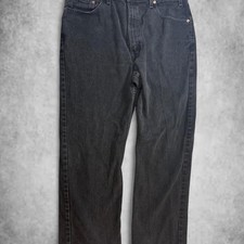 Levis 505 Regular Fit Straight Leg Jeans Mens W36 L30 Vintage Faded Black 90s picture