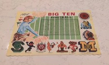 VINTAGE 1968 BIG TEN COLLEGE FOOTBALL NCAA SCHEDULE PAPER RESTAURANT PLACEMAT picture