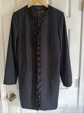 Tahari Apple Coat Stretch Lined Dress Jacket Parka Top Indigo Sz Large NWT $378 picture