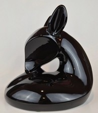 RARE Vintage 1980 Jaru California Art Deco Cubist Deer Black Ceramic Sculpture picture