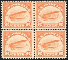 US Stamps # C1 Airmail MLH Superb Center Line Block Rare Scott Value $275.00 picture