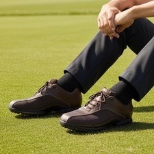 Nike Tiger Woods Air Zoom Brown Leather Golf Shoes Size 9 picture