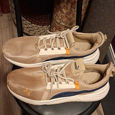 PUMA Men’s Low Top Lace-Up Athletic Sneakers Beige White Navy picture
