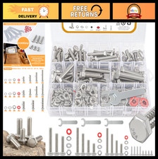 300pcs Stainless Steel Hex Bolts & Nuts Kit - 1/4