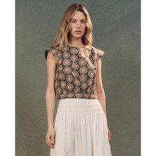 The Great The Midland Top Heirloom Paisley Cotton Trapunto Blouse NWT Size 3 L picture