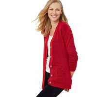 NEW Talbots Red Jewel Button Cardigan Sweater Women’s M V-Neck Knit  picture