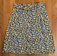 Vintage 60s Floral A-Line Skirt w/ Belt Mod Blue Brown Yellow Size 10, 27