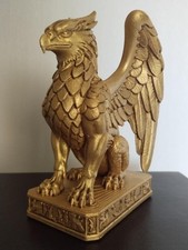 Gold Griffin Mythical Guardian Statue Winged Lion Eagle Figurine Home Decor picture