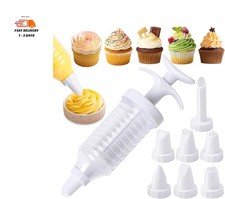 Kit de decoración de pasteles: pistola para glaseado con 8 boquillas para cupca. picture