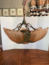 Antique 1930’s Lincoln Chandelier Hanging Light Fixture picture