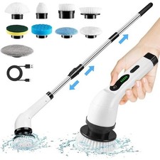 Electric Spin Scrubber 7 Heads Cordless Power Cleaning Brush Shower Tub 400RPM picture