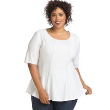 JMS Maria Gabrielle Womens Peplum Top White  XX-Large  2X 2XL picture