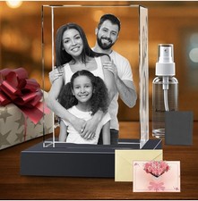 Personalized 3D Crystal Photo,L,Custom Laser Engraved Photo For Family Wife Mom picture