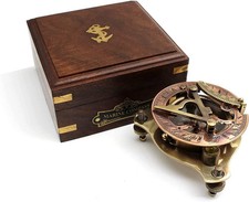 Vintage Marine WEST London Antique Brass Sundial Compass Nautical Decorative New picture