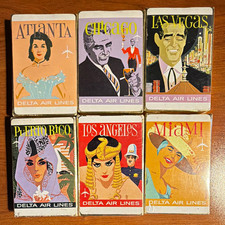 Vintage Delta Air Lines Destination Playing Cards - 6 Deck Lot (1960s/70s) picture