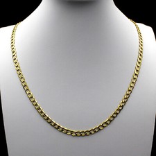 Real 10K Yellow Gold 2.5MM Cuban Curb Link Chain Pendant Necklace 14