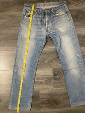 Levi's 501 Original Fit Jeans Light Wash Distressed Button Fly Mens W33 L34 (Fit picture