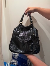 Yves Saint Laurent YSL Rive Gauche Black Patent Leather Shoulder Tote Bag Y2K picture