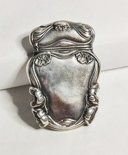 Antique Art Nouveau Sterling Silver Match Safe Vesta Case Floral Repoussé Detail picture
