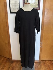 VINTAGE: 100% Linen Minimalist Maxi Dress Langenlook Sz.S (BLACK) picture