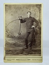 1880s Penny Farthing Bicycle Cabinet Card C C Wright Denver Colorado Photo picture