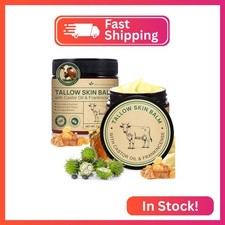 2 Pack Handmade Beef Tallow with Frankincense and Castor Oil Face Balm, 100% Gra picture