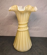 Vintage Fenton Candleglow Yellow Cased Glass Wheat Sheaf Vase Ruffled 7.5