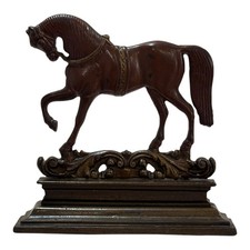 Antique Victorian Cast Iron Prancing Horse Doorstop Equestrian Decor picture