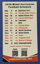 2026 MIAMI HURRICANES Schedule 🏈 College Football Sked ‼️ COOL CARD ‼️ picture