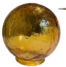 Vintage Amber Crackle Glass Globe Light Shade 6