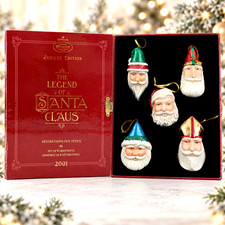 Hallmark 2001 Legend Santa Claus Jubilee Edition Club Set 5 Porcelain Ornaments picture