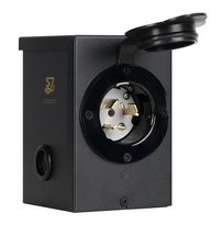 50A Generator Power Inlet Box NEMA S7Power Inlet Box 3 Prong Black picture