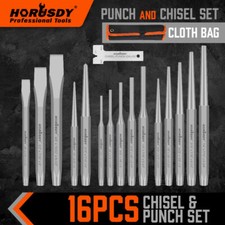 17PC Punch and Chisel Set Taper/Pin/Center Punch Cold Chisels With Cloth Bag H-H picture