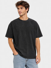 men's oversized vintage washed t-shirt 100% cotton acid wash short sleeve tee picture