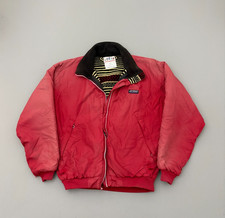 Patagonia Vintage Fleece Lined Bomber Jacket Red Aztec Pattern Kids Size picture