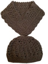 Vintge Handmade neckwarmer soft brown.  Set comes with hat.   picture