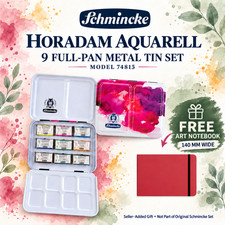Schmincke HORADAM 9 Full Pan Watercolor Metal Tin Set 74815 + Notebook picture