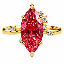 11.00 Ct Certified Marquise Cut Natural Red Or White Diamond Engagement Ring picture