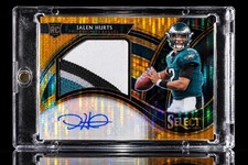 2020 PANINI SELECT  Jalen Hurts RC RPA Auto Prime Neon Orange Pulsar /25 picture